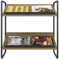 Meet by Paperflow Brochurehouder model F, gemaakt van spaanplaat en staal, 2 schappen