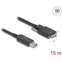 DeLOCK - USB-kabel - Micro-USB Type B (mannelijk) met schroefverbinding naar USB Type A (mannelijk) - USB 2.0 - 900 mA - 15 meter - tot 10 Gbps dataoverdrachtssnelheid - zwart
