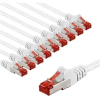 Goobay CAT 6 Patch Cable S/FTP (PiMF), 5 m, white, Set of 10