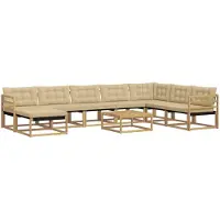 vidaXL Buiten bank set 9 st Wit en Beige Massief Acacia Hout