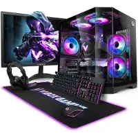 VIBOX Gaming PC Set - Ryzen 7 5700X - RX 9060 XT 8GB - 16GB RAM - 1TB SSD - Windows 11 - WiFi 6 + Bluetooth 5.4 - 23" Monitor + Accessoires