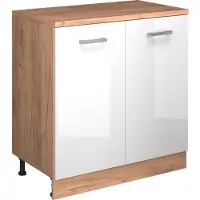 Vicco Keukenkast voor schuine wand R-Line, Wit Hoogglans, 80 cm zonder schuine kant met 2 deuren