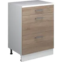 Vicco Keukenkast voor schuine wand R-Line, Sonoma, 60 cm zonder schuine kant met 3 lades