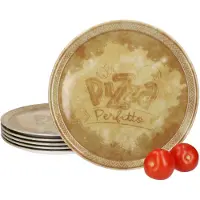 MamboCat Set van 6 PERFETTO-pizzaborden, geel, Ø 31,5 cm, van porselein - 04019#ZZ09