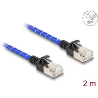 DeLOCK RJ45 Network Cable with braided coating Cat.6A U/FTP Slim 2 m blue