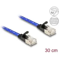 DeLOCK RJ45 flat network cable with braided coating Cat.6A U/FTP 0.3 m blue