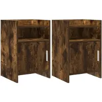 vidaXL Nachttafels 2 st Gerookt eiken 40 x 36 x 60 cm Bewerkt hout