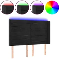 vidaXL Hoofdbord LED 147x16x118/128 cm fluweel zwart