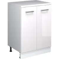 Vicco Keukenkast voor schuine wand R-Line, Wit Hoogglans, 60 cm zonder schuine kant met 2 deuren