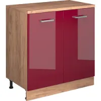 Vicco Keukenkast voor schuine wand R-Line, Rode hoogglans, 80 cm zonder schuine kant met 2 deuren