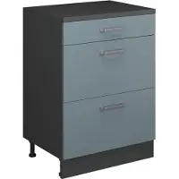 Vicco Keukenkast voor schuine wand R-Line, Blauw-grijs, 60 cm zonder schuine kant met 3 lades
