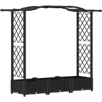 vidaXL Verhoogde plantenbak met klimrek en dak, zwart, 169 x 40 x 123 cm, PP