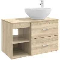 vidaXL Badkamermeubel Set 2 st Sonoma Eiken Bewerkt hout