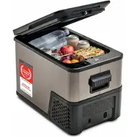 TZS First Austria Compressor Koelbox - 27L - Koelt tot -20°C - AC/DC 12V 24V 230V - Anti-Vingerafdruk Dark Steel - 3-Traps Accubeveiliging