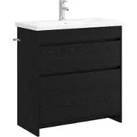 vidaXL Badkamermeubel Set Zwart eiken 81 x 40 x 84,5 cm Bewerkt hout