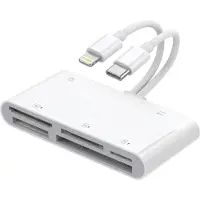 NÖRDIC Lightning Kaartlezer - CF, SD, MicroSD, MS, XD Kaartlezer - USB-C, USB -A - Geschikt voor Smarpthone, Tablet & PC