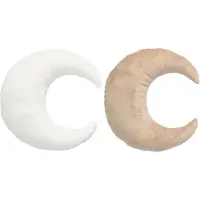 J-Line decoratie Maan - polyester - wit/beige - set van 2