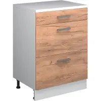 Vicco Keukenkast voor schuine wand R-Line Goudkleurig Eiken 60 cm zonder schuine kant met 3 lades, Model 61730