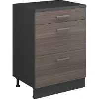 Vicco Keukenkast voor schuine wand R-Line, Edel grijs, 60 cm zonder schuine kant met 3 lades
