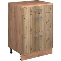 Vicco Keukenkast voor schuine wand R-Line Artisanaal eiken 60 cm zonder schuine kant met 3 lades, Model 61712