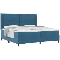 vidaXL Boxspring bed met hoofdeinde Blauw 200 x 200 cm Fluweel