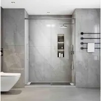Sanivo Nisdeur nova soft close 150x200 cm rvs look helder nano 8 mm