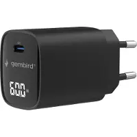 Gembird 60 W USB Type-C snellader, LCD, zwart