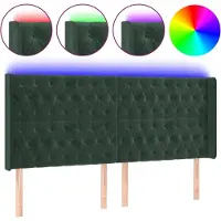 vidaXL Hoofdbord LED 203x16x118/128 cm fluweel donkergroen