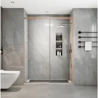 Sanivo Nisdeur Nova Soft Close 130x200 cm Geborsteld Brons Helder Nano 8 mm
