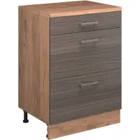 Vicco Keukenkast voor schuine wand R-Line, Edel grijs, 60 cm zonder schuine kant met 3 lades