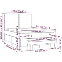 vidaXL Boxspring met matras stof zwart 140x200 cm