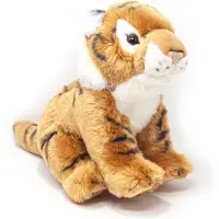 Nature Planet Knuffeldier tijger knuffel - bruin pluche - 18 cm - Wilde dieren knuffels