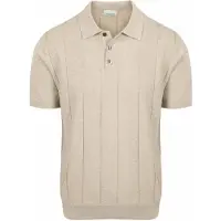 Profuomo polo beige pique strepen textuur