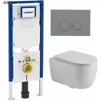 Geberit QeramiQ Dely Swirl Toiletset - 36.3x51.7cm - UP720 Duofix Sigma inbouwreservoir - 35mm zitting - bedieningsplaat licht grijs - ronde knoppen - wit glans SW1237202/SW1102374/SW1000767/SW1026256