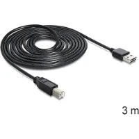 DeLOCK Easy-USB-A naar USB-B kabel - USB2.0 - tot 2A / zwart - 3 meter