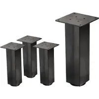 ML-Design Set van 4 tafelpoten I-Design 30 cm donkergrijze look industrieel staal met poedercoating hoekig profiel 8x8 cm in hoogte verstelbare meubelpoten 1-4 cm