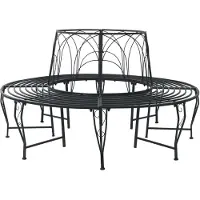 vidaXL Boom Bank 8-Aantal zitplaatsen Ø 160 x 89 cm Staal Zwart Rond