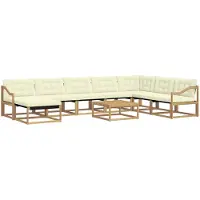 vidaXL Buiten bank set 9 st Wit en crèmekleurig Massief Acacia Hout