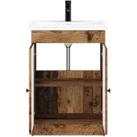 vidaXL Badkamermeubel Set Oud hout 56 x 37,5 x 81 cm Bewerkt hout