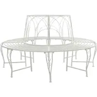 vidaXL Bank met rugleuning, 8 zitplaatsen, diameter 160 x 89 cm, staal, antiek wit, rond