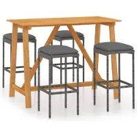 vidaXL 5-delige tuinset met kussens, grijs