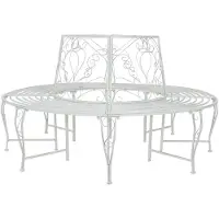 vidaXL Boom Bank 8-Aantal zitplaatsen Ø 160 x 89 cm Staal Antiek wit