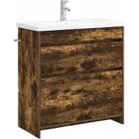 vidaXL Badkamermeubel Set Gerookt eiken 81 x 40 x 84,5 cm Bewerkt hout