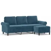 vidaXL Driezitsbank met voetenbank 180 cm fluweel blauw
