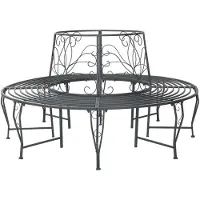vidaXL Bank met rugleuning, 8 zitplaatsen, diameter 160 x 89 cm, staal, zilverkleurig, rond