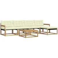 vidaXL Buiten bank set 6 st Wit en crèmekleurig