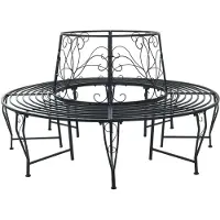 vidaXL Bank met rugleuning, 8 zitplaatsen, diameter 160 x 89 cm, staal, zwart, rond