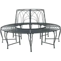 vidaXL Bank met rugleuning, 8 zitplaatsen, diameter 160 x 89 cm, staal, zilverkleurig, rond