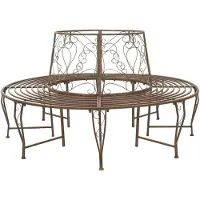 vidaXL Boom Bank 8-Aantal zitplaatsen Ø 160 x 89 cm Staal Antiek Bruin
