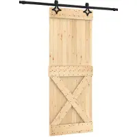 vidaXL Schuifdeur 80 x 210 cm Massief Pine Hout (Onbehandeld)